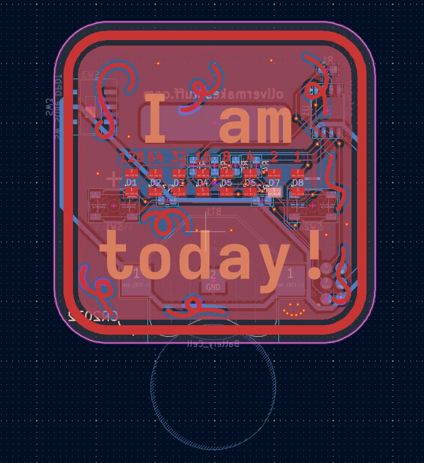 a screenshot of the PCB in KiCad